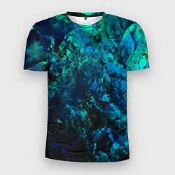 Футболка спортивная мужская Абстракция - blue-green paint spill, цвет: 3D-принт