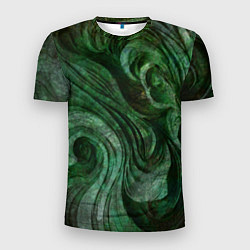 Мужская спорт-футболка Абстракция - green stone curves