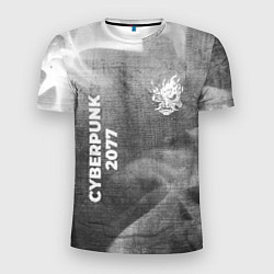 Мужская спорт-футболка Cyberpunk 2077 - grey gradient вертикально