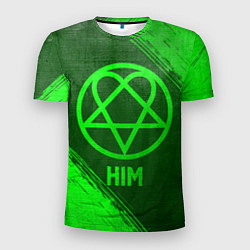 Мужская спорт-футболка HIM - green gradient