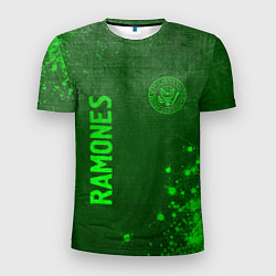 Мужская спорт-футболка Ramones - green gradient вертикально