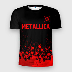 Мужская спорт-футболка Metallica - red gradient посередине