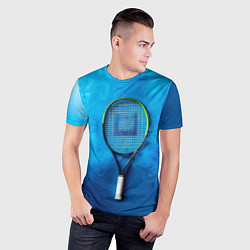Футболка спортивная мужская Теннисная ракетка в синем дыму, цвет: 3D-принт — фото 2
