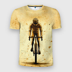 Мужская спорт-футболка Трековый велосипедист на бежевом