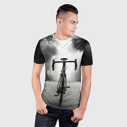 Футболка спортивная мужская Шоссейный велосипед в черном дыму, цвет: 3D-принт — фото 2