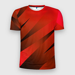 Футболка спортивная мужская Красно-коричневый абстрактные полосы, цвет: 3D-принт
