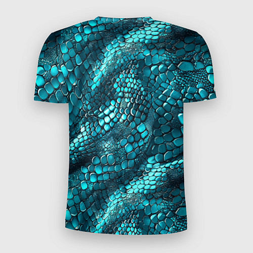 Мужская спорт-футболка Бирюзовая чешуя рептилии - абстрактный паттерн / 3D-принт – фото 2