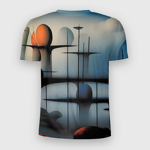 Мужская спорт-футболка Архитектурная абстракция в тумане / 3D-принт – фото 2