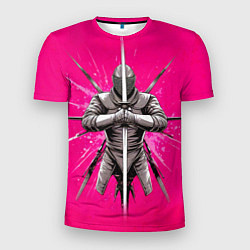 Футболка спортивная мужская Фехтование на саблях в розовом, цвет: 3D-принт