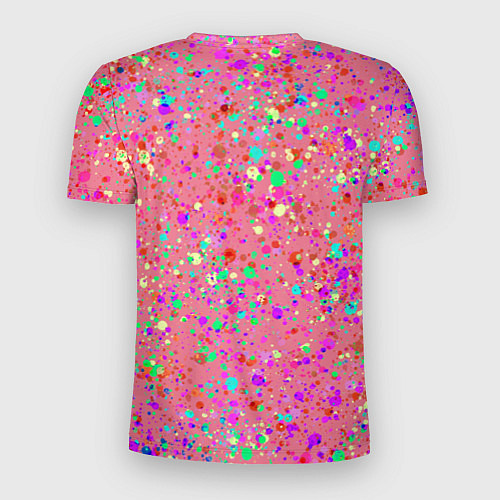 Мужская спорт-футболка Розовый с разноцветными брызгами / 3D-принт – фото 2