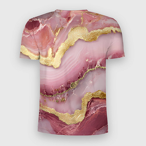 Мужская спорт-футболка Объемная текстура розовая с золотом / 3D-принт – фото 2