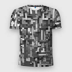 Футболка спортивная мужская Серый геометричные полоски, цвет: 3D-принт