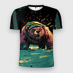 Футболка спортивная мужская Медведь в гневе, цвет: 3D-принт