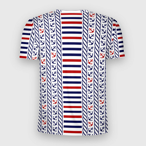 Мужская спорт-футболка Полосатый морской орнамент с якорями / 3D-принт – фото 2
