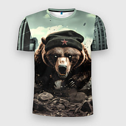 Футболка спортивная мужская Русский медведь бежит вперед, цвет: 3D-принт