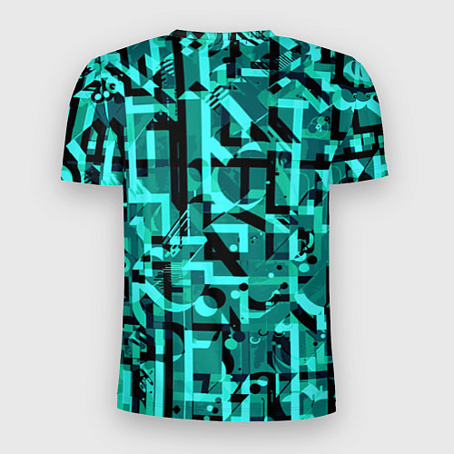 Мужская спорт-футболка Неоновый голубой объёмный эффект / 3D-принт – фото 2