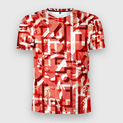 Футболка спортивная мужская Красно-белый объёмный эффект, цвет: 3D-принт