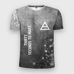 Мужская спорт-футболка Thirty Seconds to Mars - grey gradient вертикально