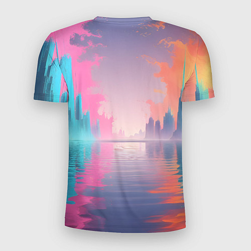 Мужская спорт-футболка Город в розовом тумане / 3D-принт – фото 2