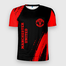 Мужская спорт-футболка Manchester United - red gradient вертикально