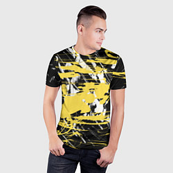 Футболка спортивная мужская Желтая краска на черном, цвет: 3D-принт — фото 2