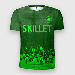 Футболка спортивная мужская Skillet - green gradient посередине, цвет: 3D-принт