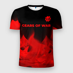 Мужская спорт-футболка Gears of War - red gradient посередине