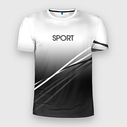 Мужская спорт-футболка Sport градиент из белого в серый с полосами