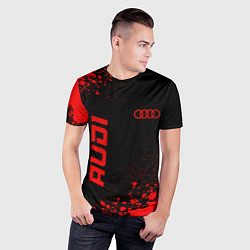 Футболка спортивная мужская Audi - red gradient вертикально, цвет: 3D-принт — фото 2