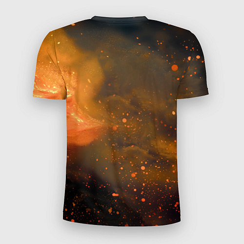 Мужская спорт-футболка Черная лошадь с красной гривой - огненные частицы / 3D-принт – фото 2