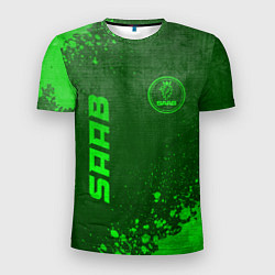 Мужская спорт-футболка Saab - green gradient вертикально
