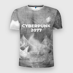 Футболка спортивная мужская Cyberpunk 2077 - grey gradient посередине, цвет: 3D-принт