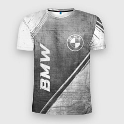 Мужская спорт-футболка BMW - grey gradient вертикально