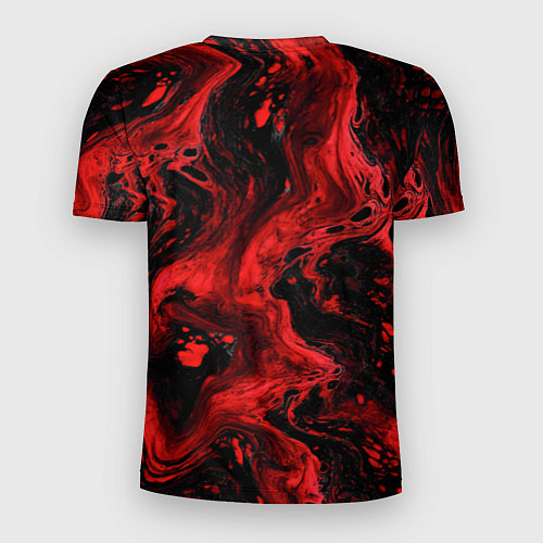 Мужская спорт-футболка Красно-черные разводы краски - абстрактный узор / 3D-принт – фото 2