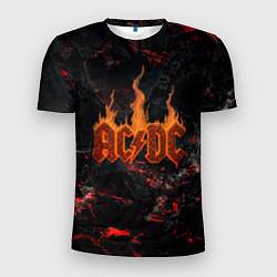 Футболка спортивная мужская ACDC логотип из огня, цвет: 3D-принт
