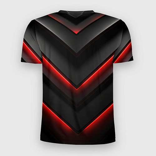 Мужская спорт-футболка ACDC лого из металла на черно-красной текстуре / 3D-принт – фото 2