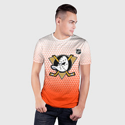 Футболка спортивная мужская Анахайм Дакс - оранжевая геометрия, цвет: 3D-принт — фото 2