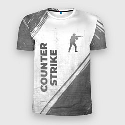 Мужская спорт-футболка Counter Strike - white gradient вертикально