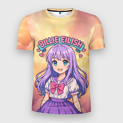 Мужская спорт-футболка Билли Айлиш в аниме стиле