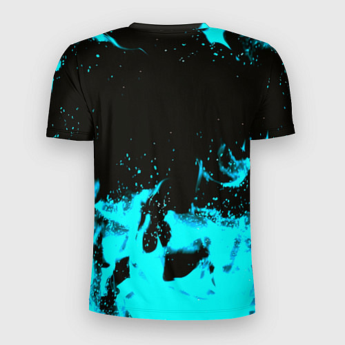 Мужская спорт-футболка Monster energy голубой огонь / 3D-принт – фото 2