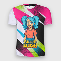 Мужская спорт-футболка Билли Айлиш в стиле мультфильма
