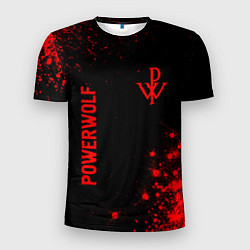 Мужская спорт-футболка Powerwolf - red gradient вертикально