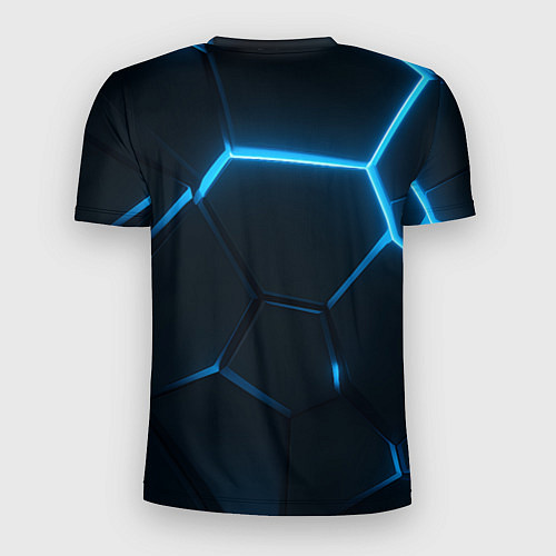 Мужская спорт-футболка Черные плиты с синим светом / 3D-принт – фото 2