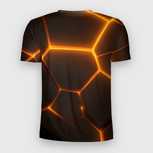 Мужская спорт-футболка Оранжевое свечение текстура / 3D-принт – фото 2