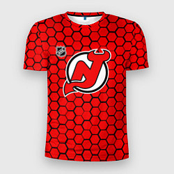 Мужская спорт-футболка Нью Джерси Девилз - красные соты