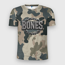 Мужская спорт-футболка Bones логотип на камуфляже