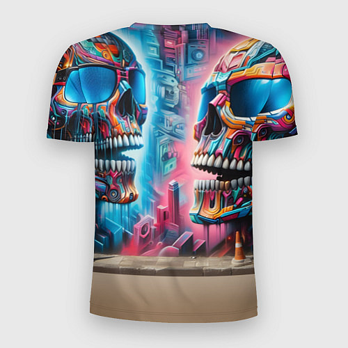 Мужская спорт-футболка Hippo with longboard - graffiti / 3D-принт – фото 2