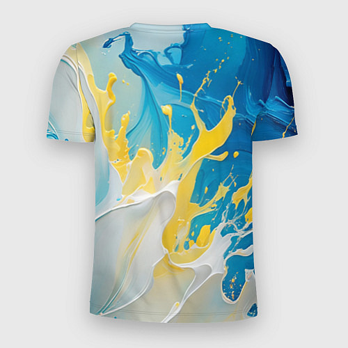 Мужская спорт-футболка Масляные краски, брызги, желтые белые синие цвета / 3D-принт – фото 2