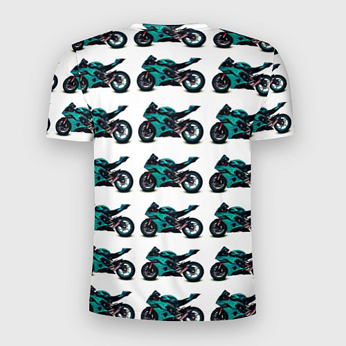 Мужская спорт-футболка Motorbike light blue / 3D-принт – фото 2