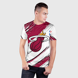 Футболка спортивная мужская Майами Хит - линии с потертостями, цвет: 3D-принт — фото 2
